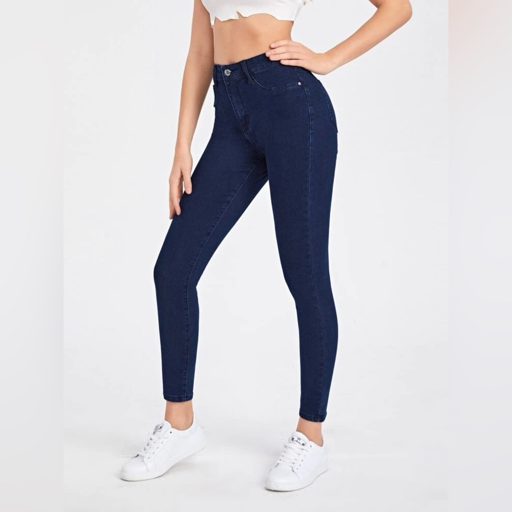 Shein High Waist Slant Pocket Skinny Jeans